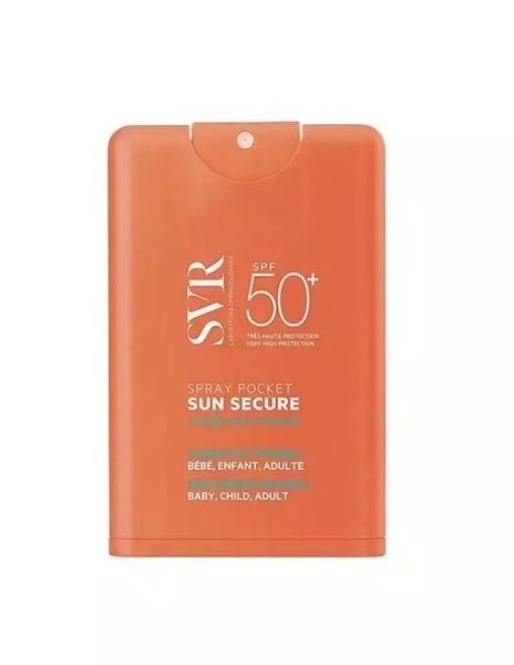 Сонцезахисне молочко у формі спрею SVR spray pocket sun secure SPF50+ кишенькова версія 20 мл. 0445 фото