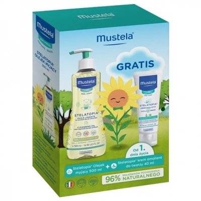 Набір Mustela Eko Maluch, Stelatopia олія- масло для вмивання, крем для обличчя, 500 мл + 40 мл. 0629 фото
