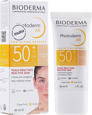 Крем сонцезахисний Bioderma Photoderm AR тонуючий захисний для чутливої шкіри схильної до почервонінь SPF 50+ 30 мл 0434 фото