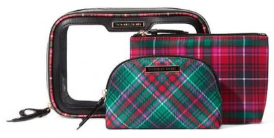 Косметичка Victoria's Secret 3 в 1 Beauty Bag Trio Bright Tartan  0142 фото