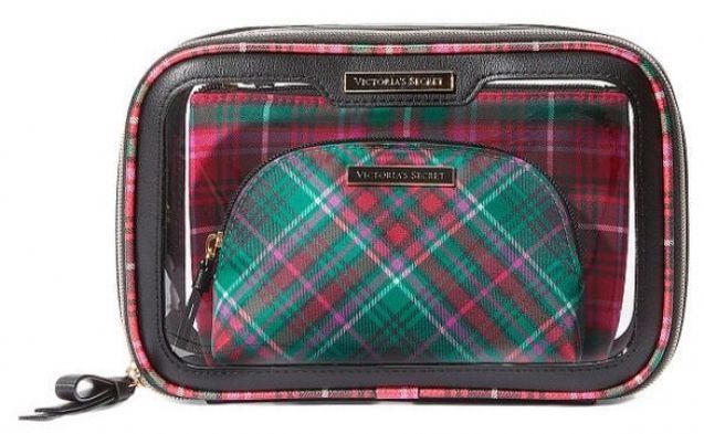 Косметичка Victoria's Secret 3 в 1 Beauty Bag Trio Bright Tartan 0142 фото