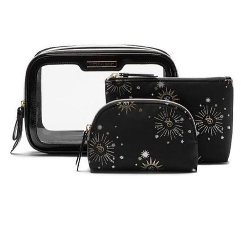 Косметичка 3 в 1 Victoria's Secret Trio Beauty Bag Black Celestial 0720 фото