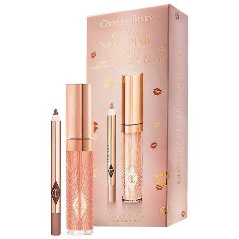 Набір для губ Charlotte Tilbury Mini Glossy Pink Lip Gloss + Lip Liner Set - Fresh Pink 1075 фото