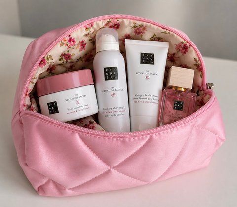 Подарунковий набір Rituals The Ritual of Sakura з косметичкою Pink Beauty та парфумами Fleurs de L&rsquo;Himalaya 1837 фото